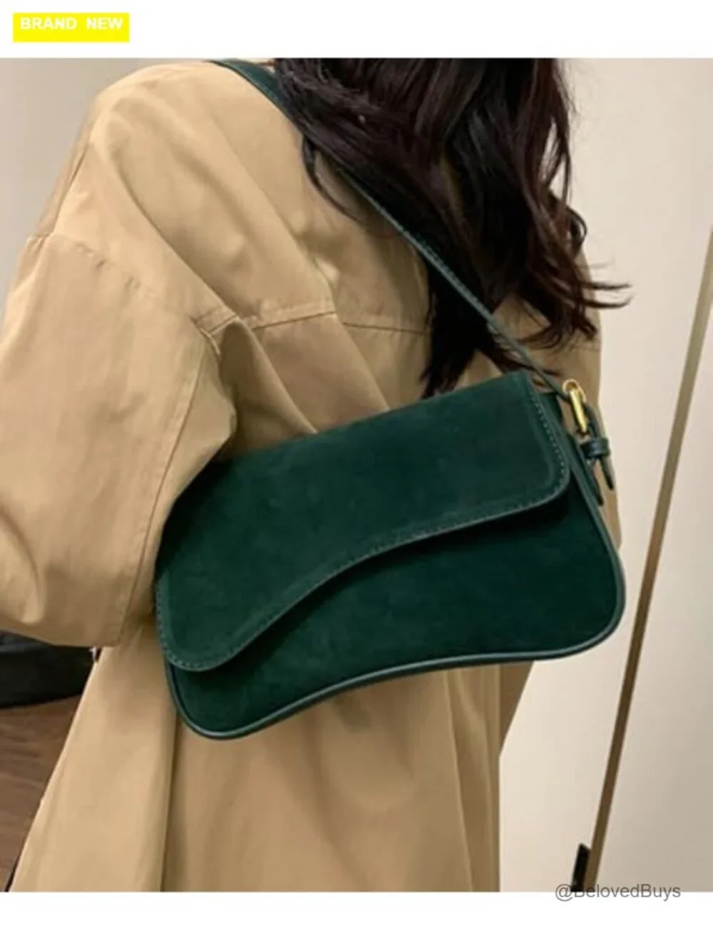 Suede Hobo Shoulder Bag Crossbody Tote Handbag Retro Winter Fall Work Travel